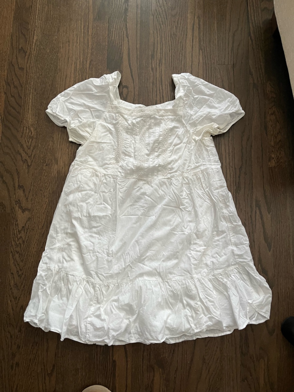 LOFT White Mini Dress with Ruffle Hem